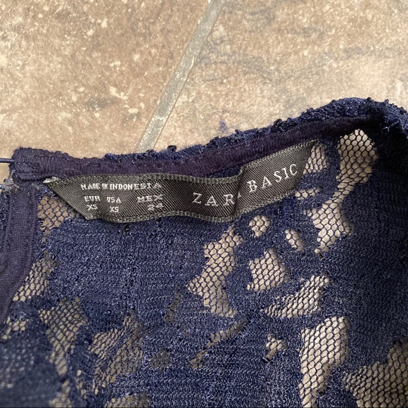 EUC! - Zara | Basic Navy Blue Shift Lace Dress - Picture 9 of 9